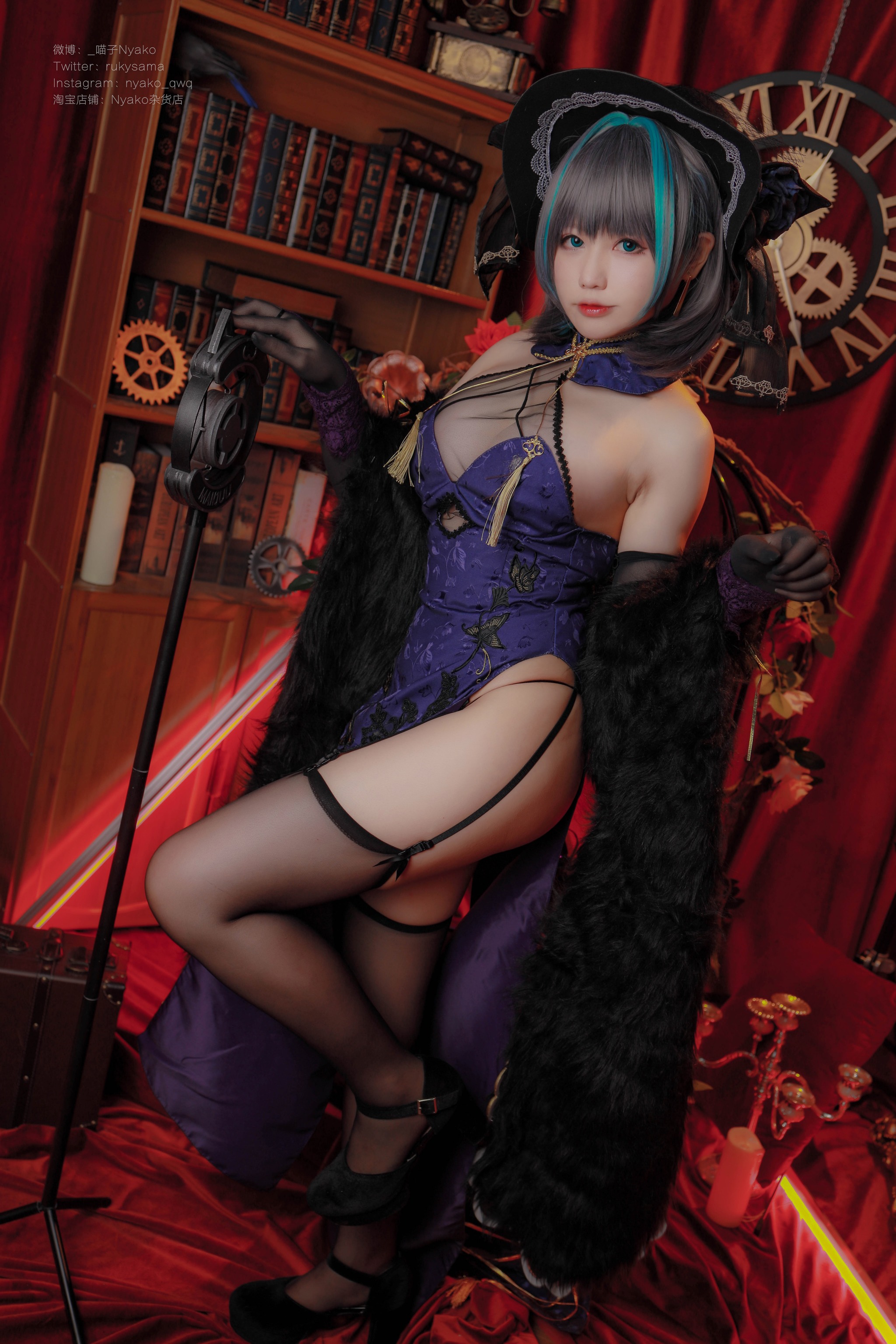 图片[1]-Nyako喵子 – NO.031 柴郡旗袍 [48P]-XikXak
